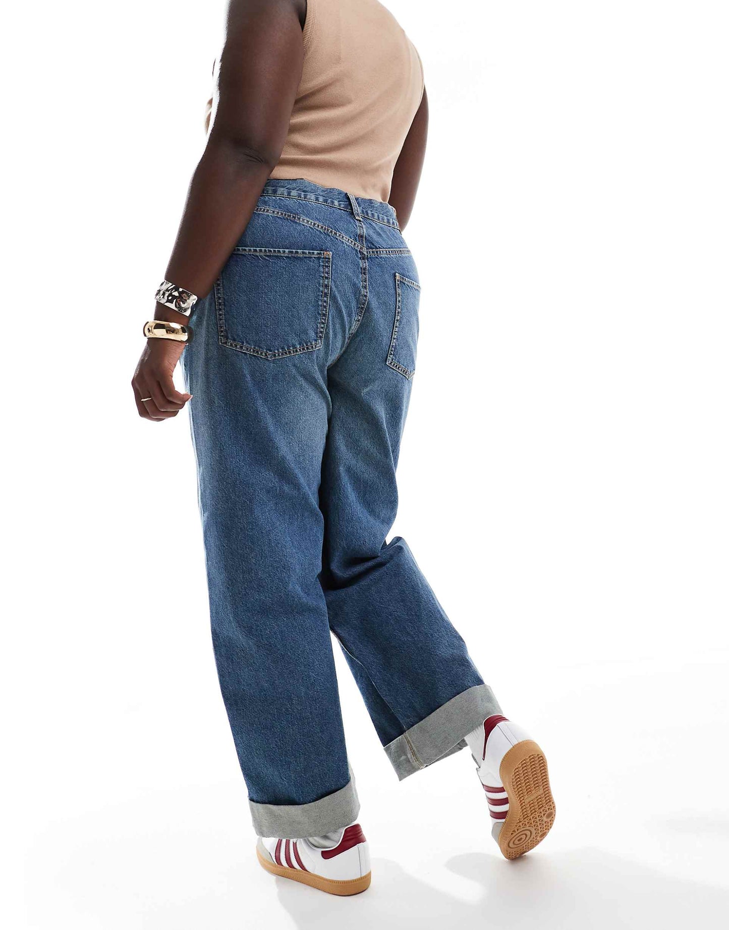 Curve Loose Jeans With Deep Turn Up Cuff