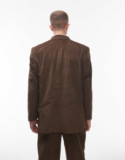 Oversized Double Breasted Cord Suit Jacket