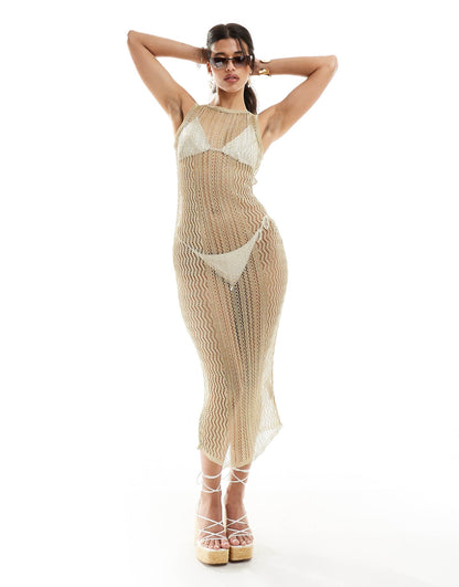 Knitted Open Stitch Midaxi Dress
