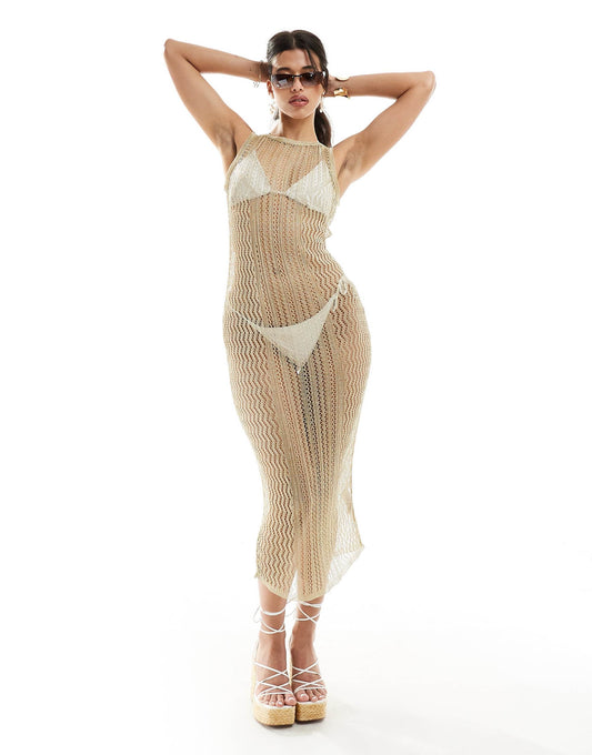 Knitted Open Stitch Midaxi Dress