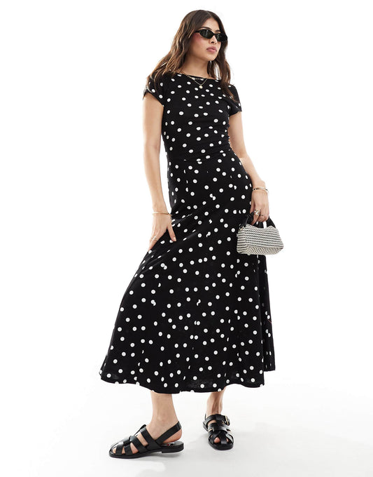 Short Sleeve Low Back Maxi Dress