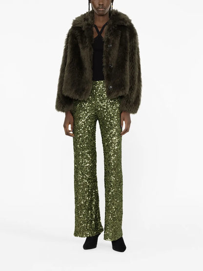 Sequin Straight-Leg Trousers