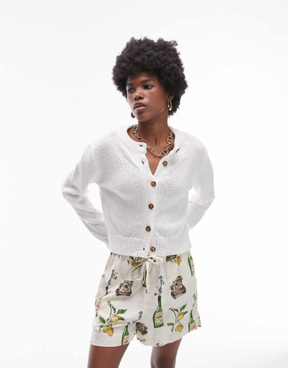 Knitted Textured Crew Cardi