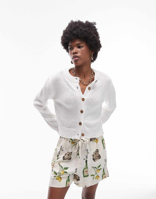 Knitted Textured Crew Cardi