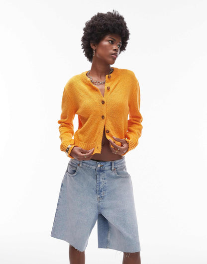 Knitted Textured Crew Cardi