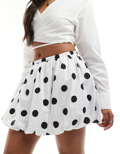 Cotton Bubble Hem Mini Skirt