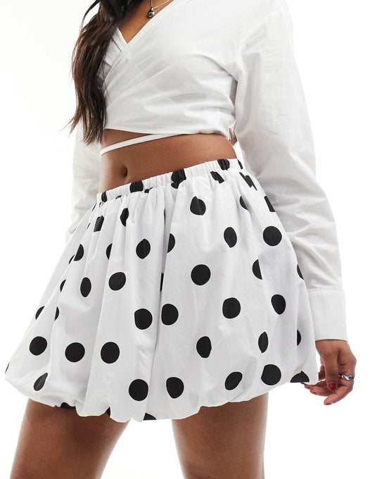 Cotton Bubble Hem Mini Skirt