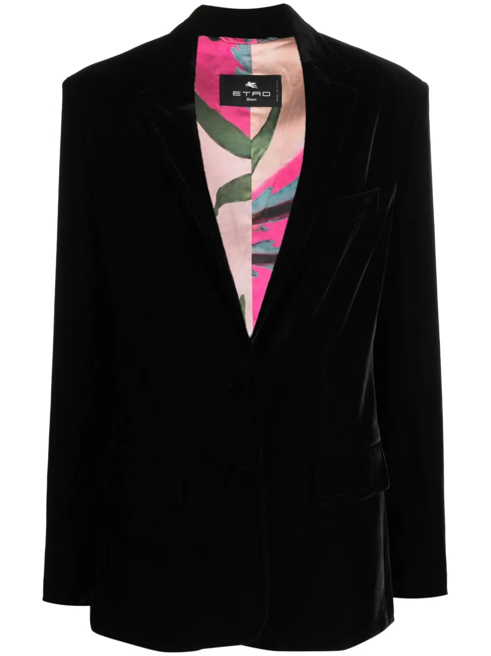 Single-Button Velvet Blazer