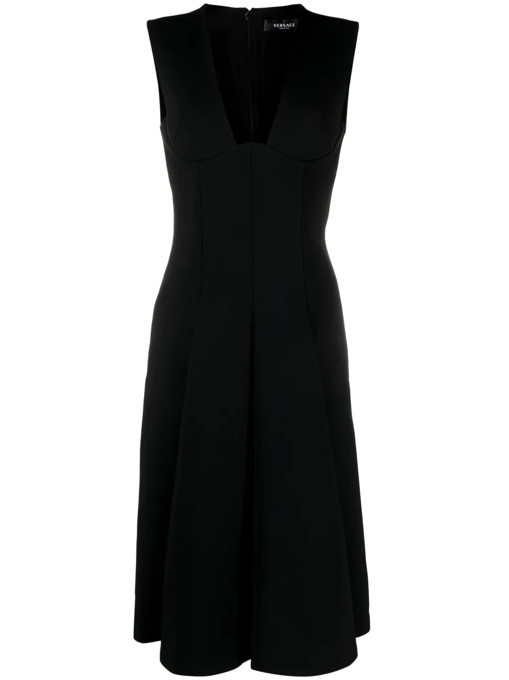 Box-Pleat Sleeveless Midi Dress