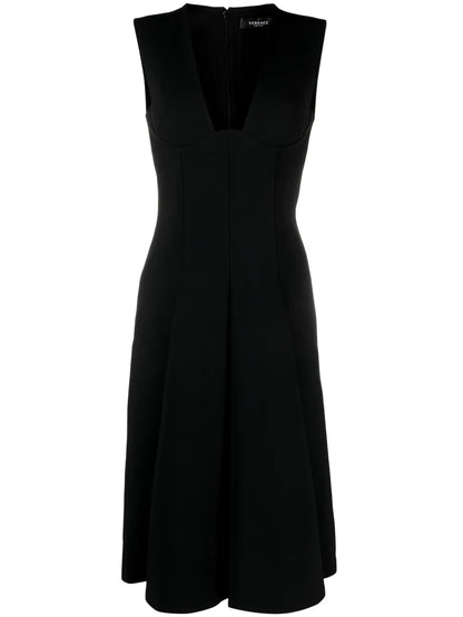 Box-Pleat Sleeveless Midi Dress