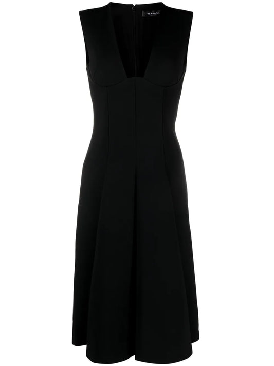 Box-Pleat Sleeveless Midi Dress