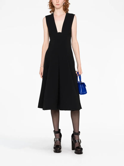 Box-Pleat Sleeveless Midi Dress