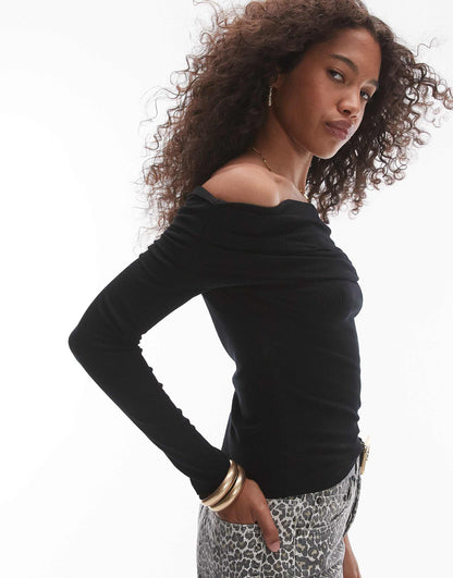 Premium Rib Long Sleeve Bardot