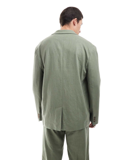Relaxed Linen Blend Slouchy Suit Jacket