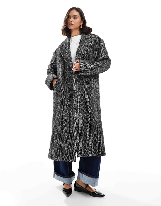 Oversized Chevron Maxi Coat