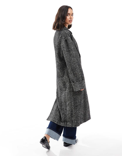 Oversized Chevron Maxi Coat