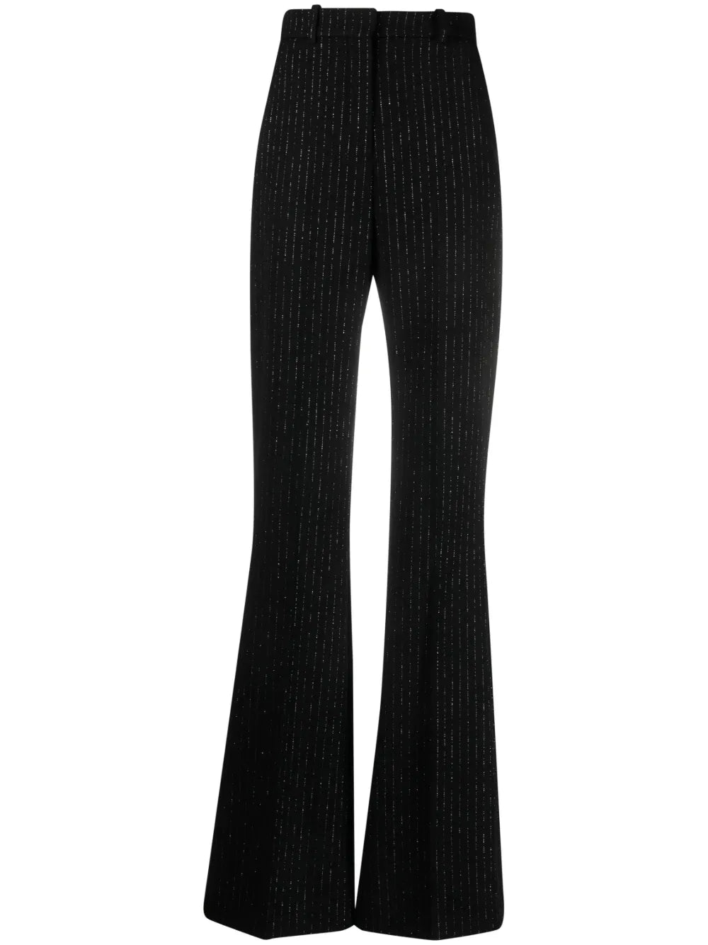 Striped Wool-Blend Flared Trousers
