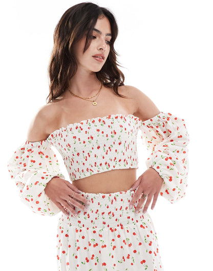 Shirred Off Shoulder Top