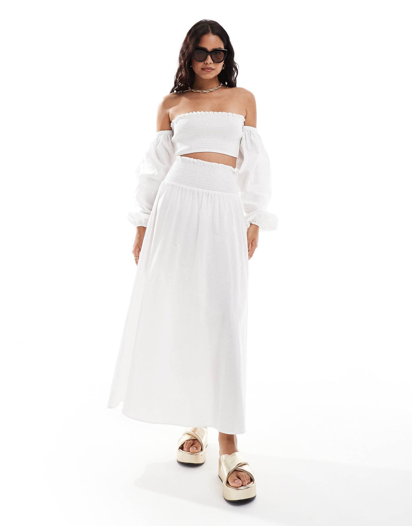 Shirred Waist Maxi Co-Ord Skirt