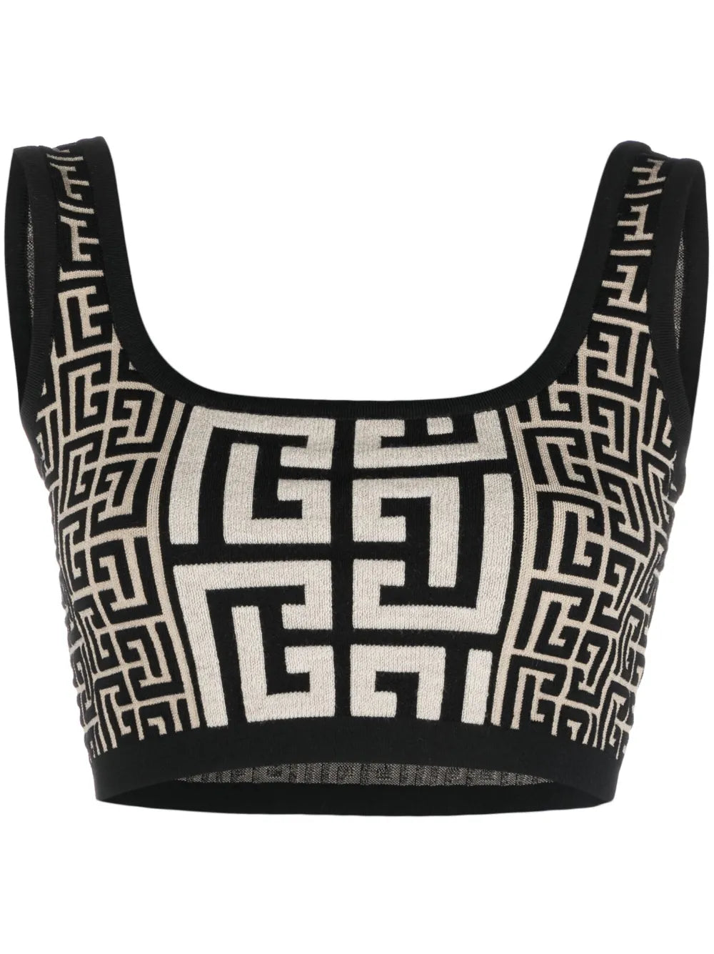 Monogram-Jacquard Cropped Knit Top