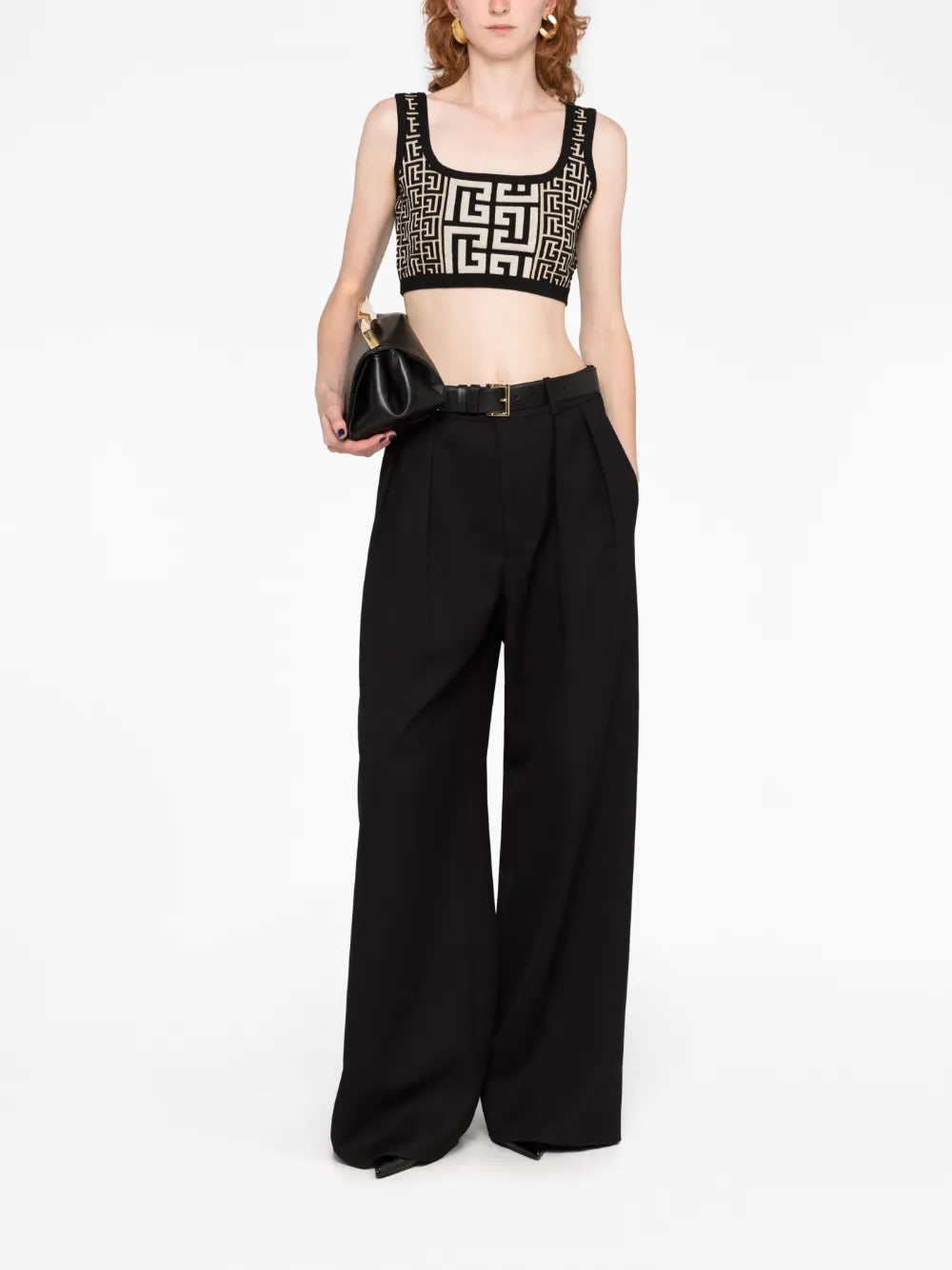 Monogram-Jacquard Cropped Knit Top