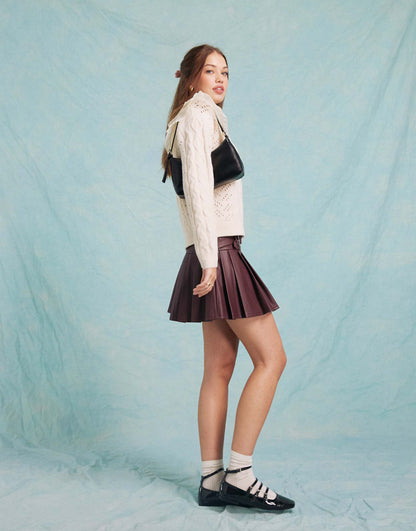 Contrast Collar Detail Cable Knit Cardigan