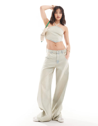Denim Tie Halterneck Top Co-Ord