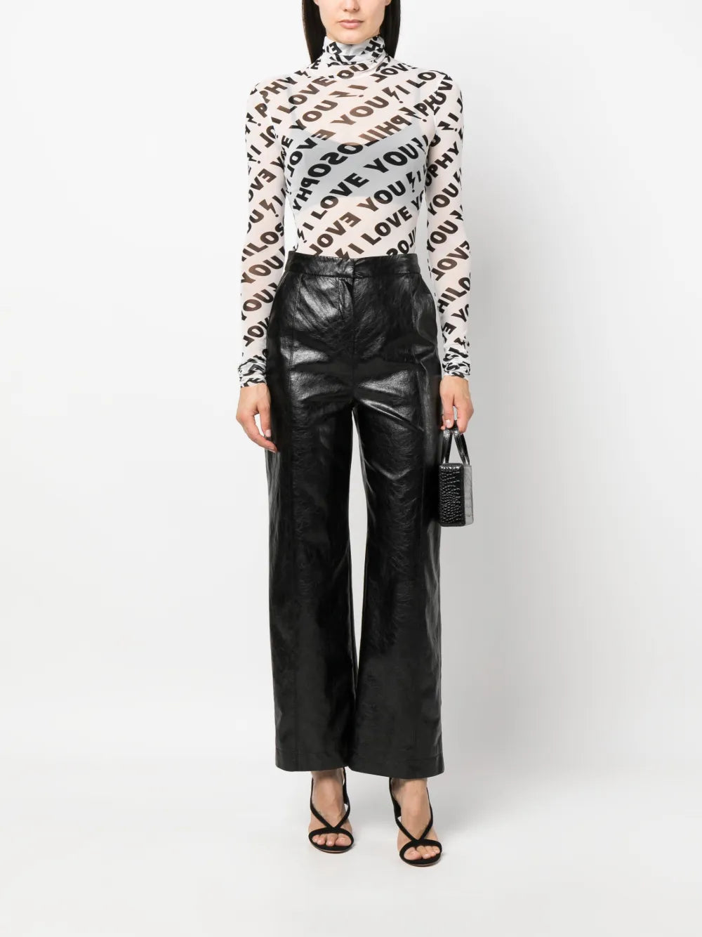 I Love You-Print Tulle Top