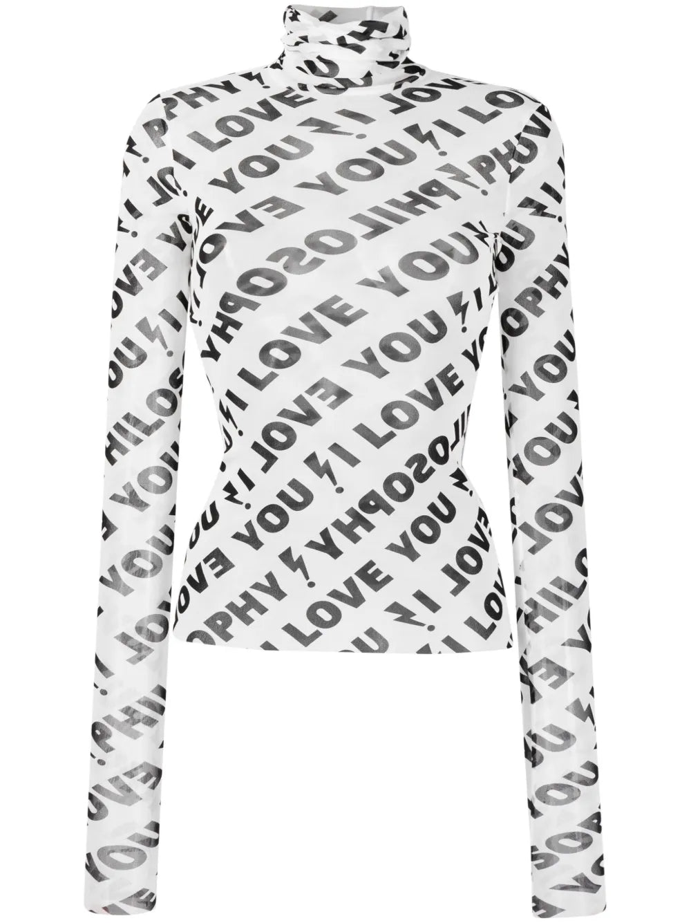I Love You-Print Tulle Top