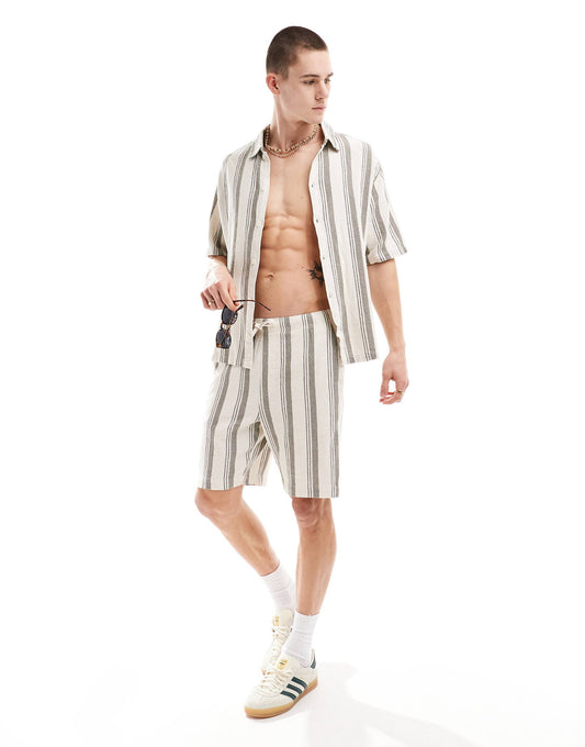 Textured Stripe Co-Ord Short