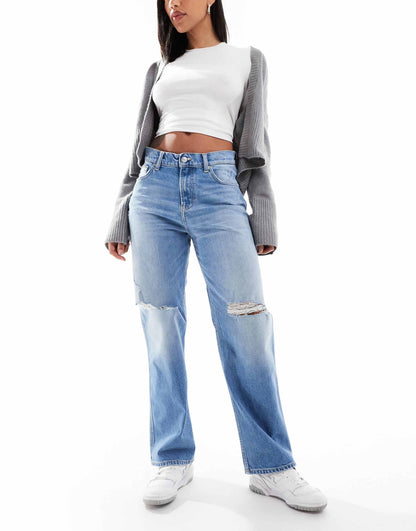 Betsy Mid Rise Straight Ripped Jeans