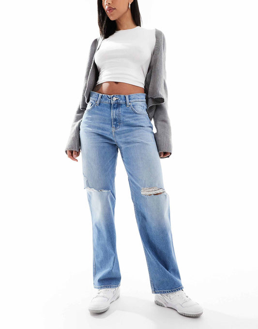 Betsy Mid Rise Straight Ripped Jeans