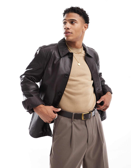 Premium Real Leather Harrington Jacket