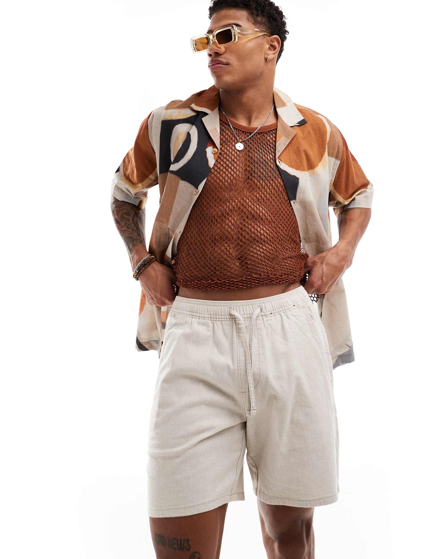 Linen Blend Jogger Short