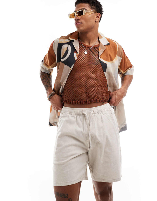 Linen Blend Jogger Short