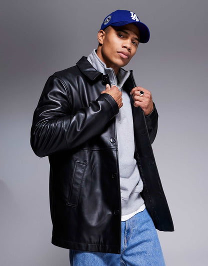 Premium Real Leather Harrington Jacket