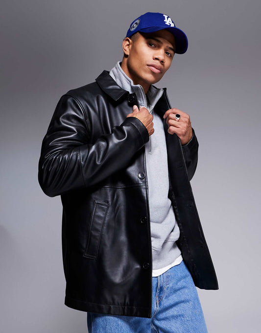 Premium Real Leather Harrington Jacket