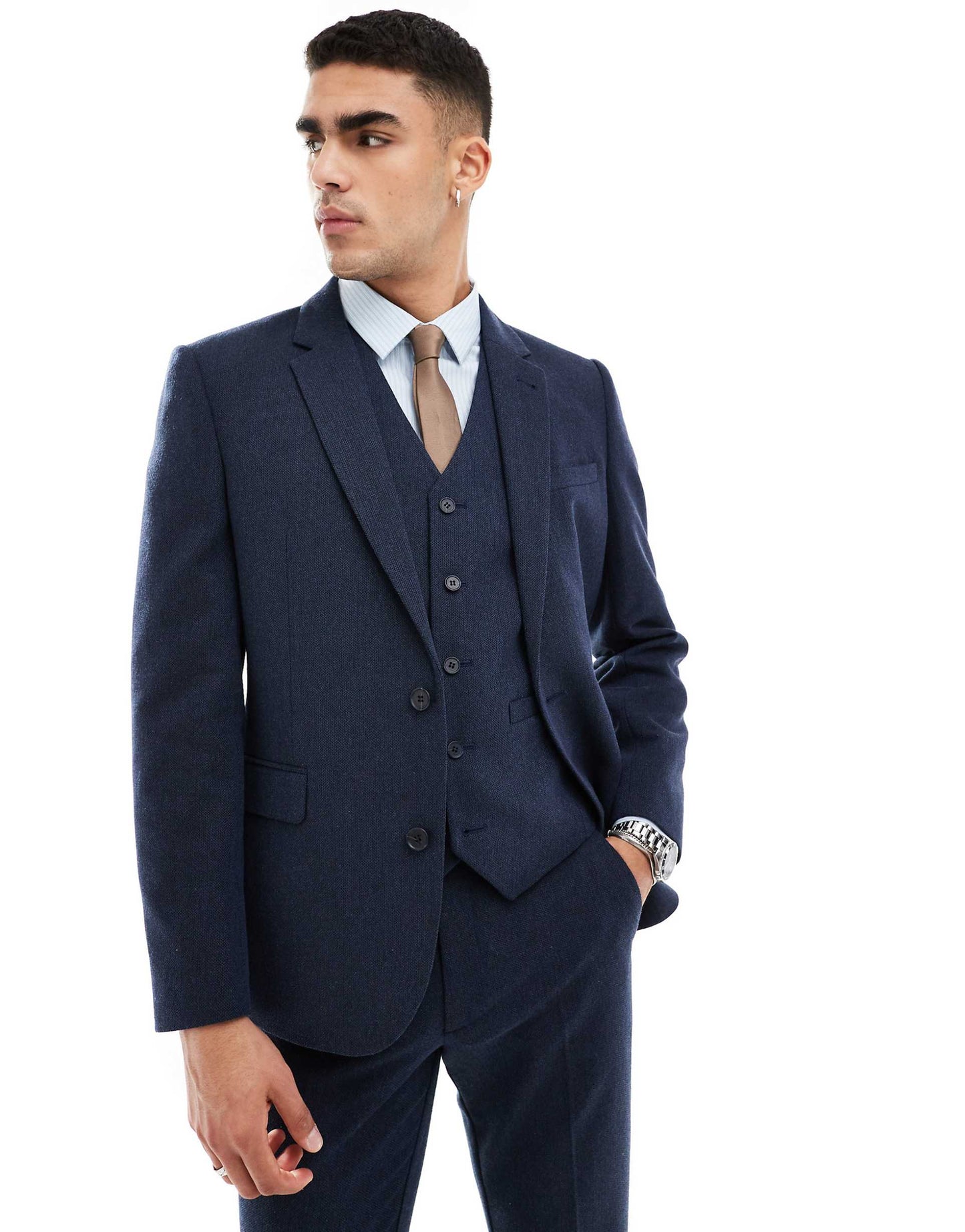 Slim Wool Blend Suit Jacket