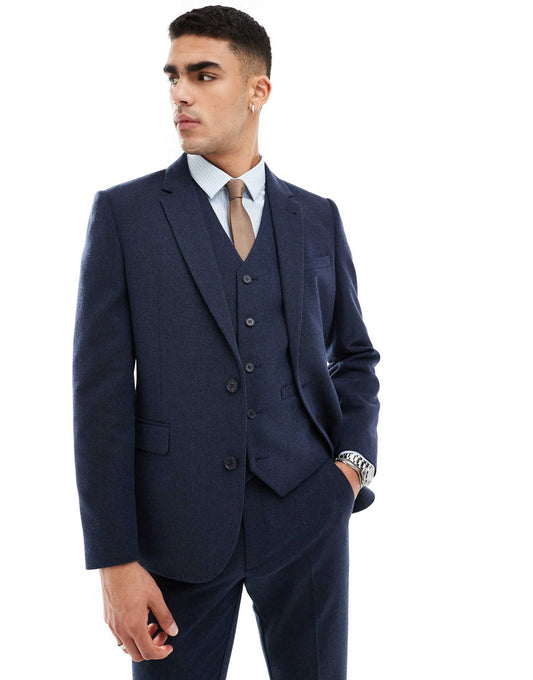 Slim Wool Blend Suit Jacket