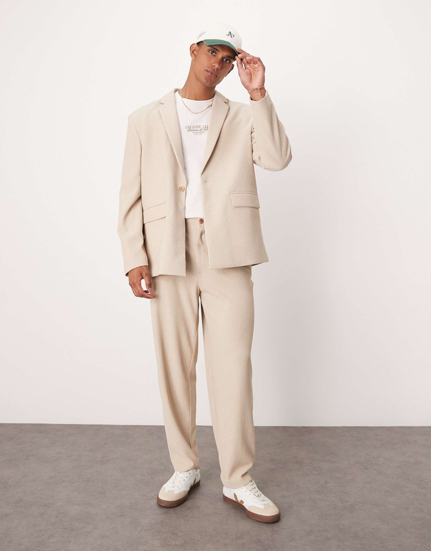 Rib Texture Slouchy Suit Jacket