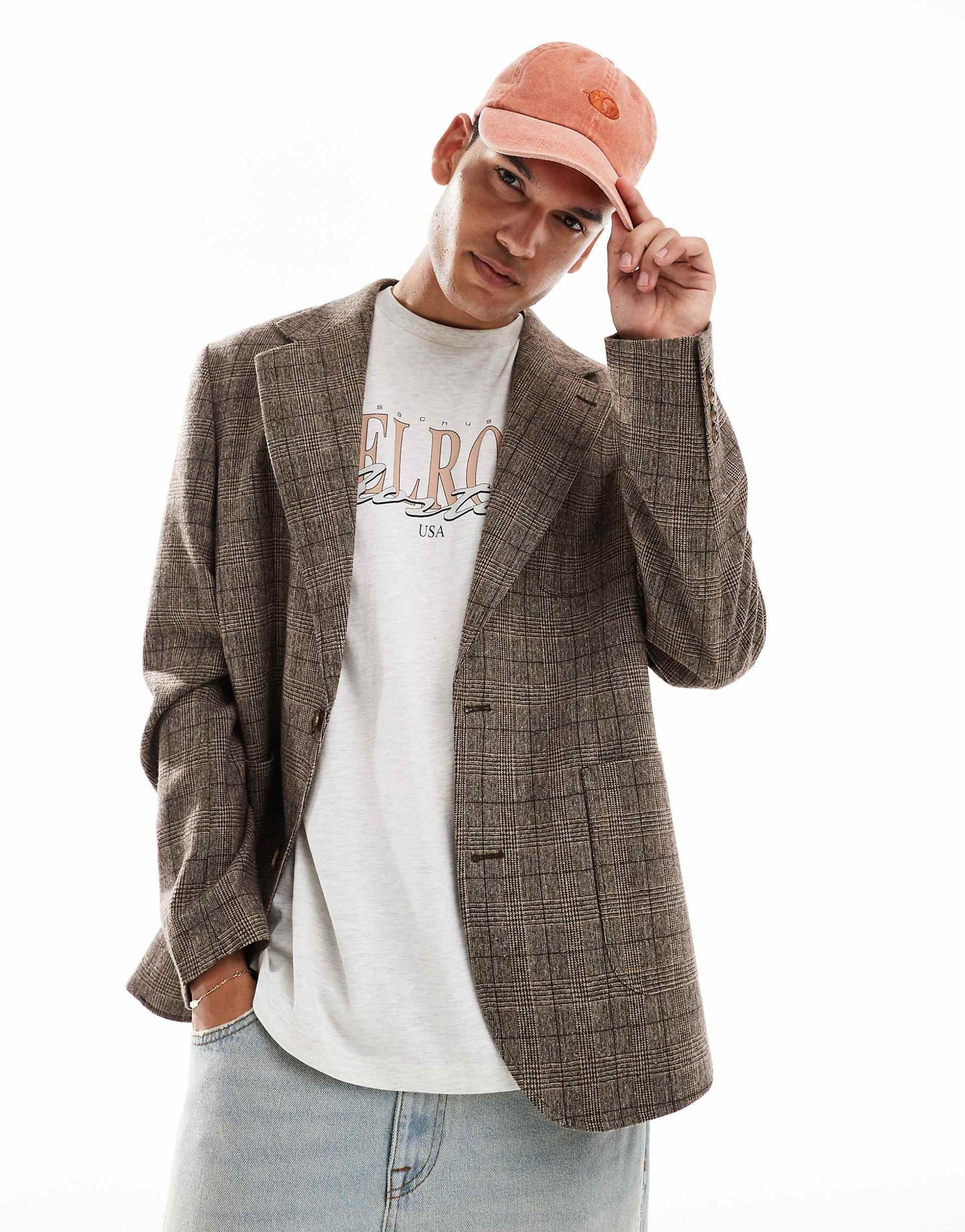 Regular Wool Blend Check Blazer