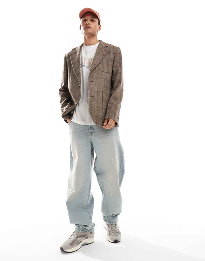 Regular Wool Blend Check Blazer