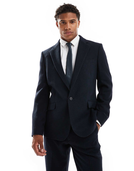 Slim Wool Blend Suit Jacket