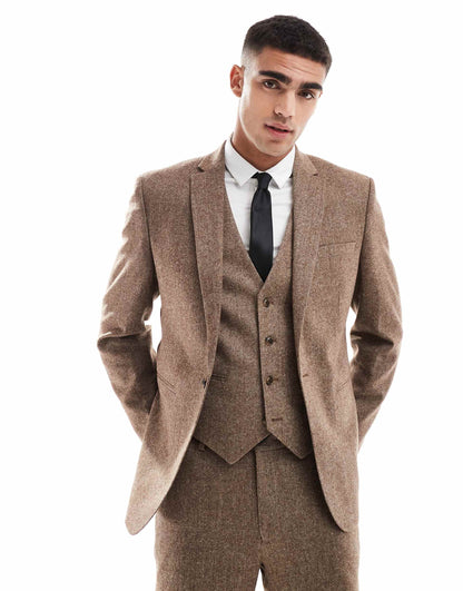 Slim Wool Blend Suit Jacket