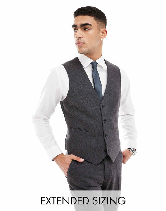 Skinny Wool Blend Suit Waistcoat