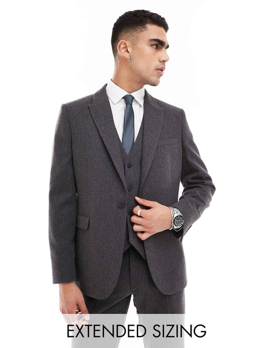 Skinny Wool Blend Suit Jacket
