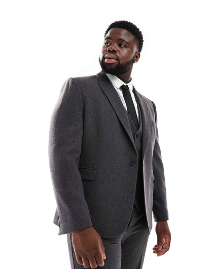 Skinny Wool Blend Suit Jacket