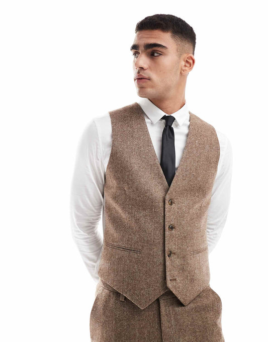 Slim Wool Blend Suit Waistcoat