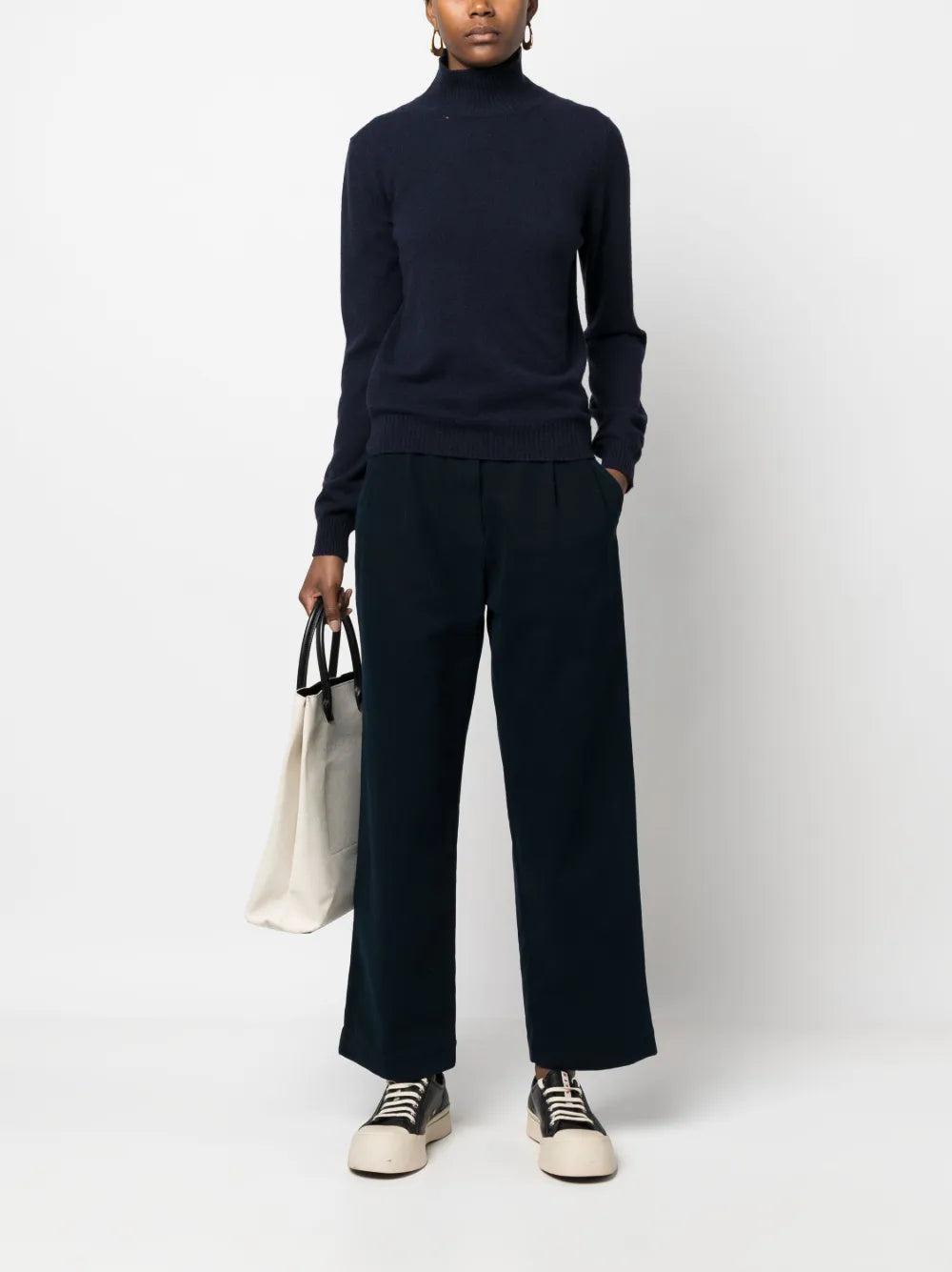 Pleat-Detail Wide-Leg Cotton Trousers
