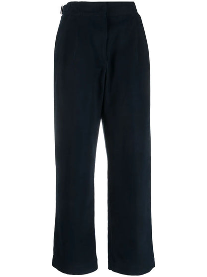 Pleat-Detail Wide-Leg Cotton Trousers